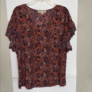 MICHAEL Michael Kors Red and Black Paisley Blouse
